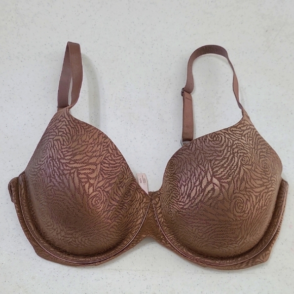 Ambrielle Brown Floral Everyday Full Coverage Underwire Bra size 38D - Picture 1 of 6
